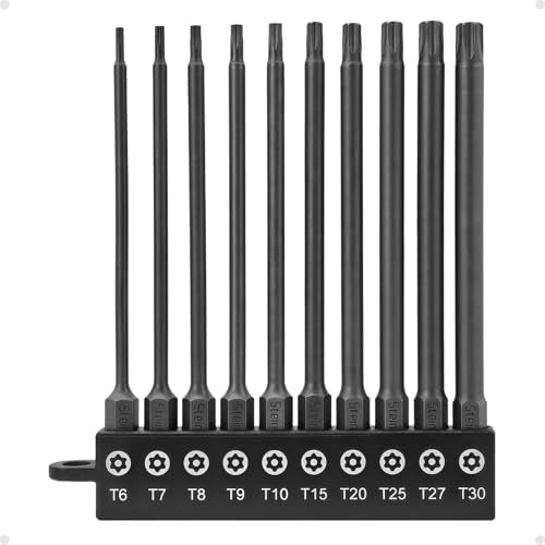 Impact Rated Screwdriver Bit Set, 4" Extended Long Magnetic Power Bits, Premium S2 Steel, Shock-Absorbing Design, 1/4" Hex Shank for Power Drill & Impact Driver (4 Inch Torx Security) - size: 4 Inch Torx Security