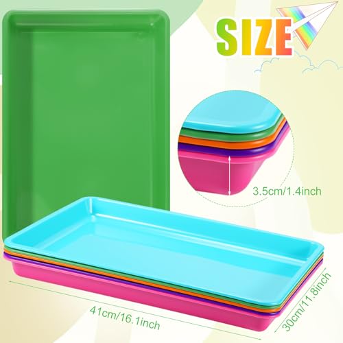 Maitys 15 Pack Plastic Art Trays 12 x 16 Inch Sensory Trays, Vibrant Color - color: Vibrant Color