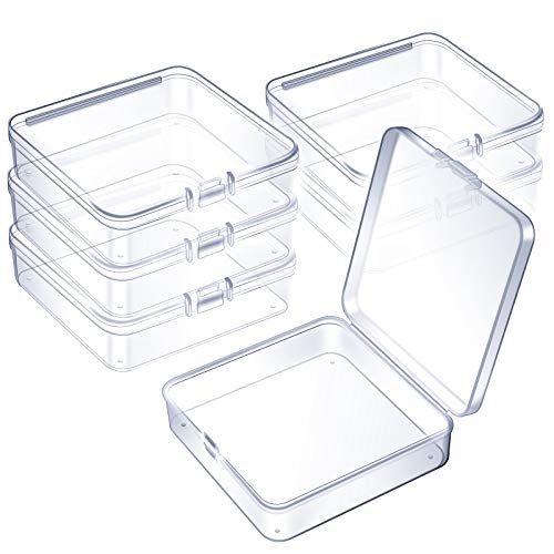 Jetec 6 Pieces Small Clear Plastic Storage Box, 3.7 x 3.7 x 1.2 Inch - size: 3.7 x 3.7 x 1.2 Inch