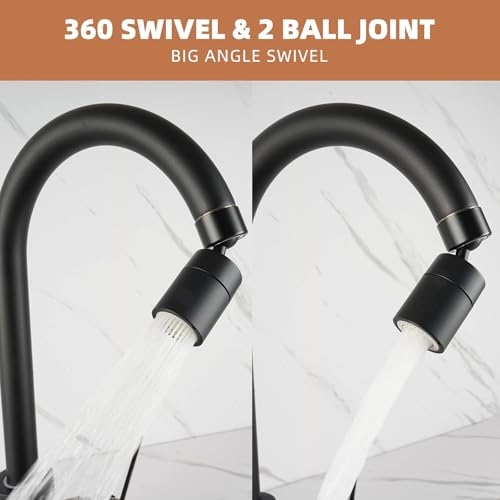 Hibbent Faucet Aerator, 360 Degree Kitchen Sink Faucet Aerator, Dual-function Swivel Big Angle Kitchen Faucet Attachment, Faucet Replacement Part, Matte Black - color: Matte Black, style: Dual Modes