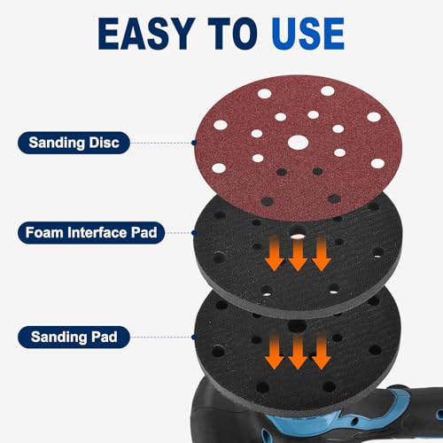 4Pcs 5 Inch Interface Pads, 8 Hole Foam Sanding Pads