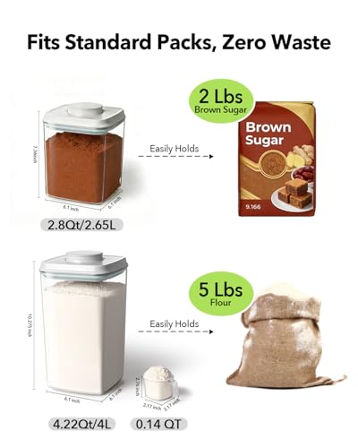 Airtight Food Storage Containers Set with One-Touch Lid, 4-Pack (4.22 QT / 4.0 L) Best Value Stackable Durable PET for Complete Kitchen Pantry Organization - color: 4.2QT*4