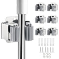 JAMEND CLXP 6PCS Broom and Mop Holder, Heavy Duty Garden Tool Organizer Rack Rake and Shovel Handle, Stainless Steel Mop Hanger. Wall Mounted Utility Rack with Screws, Silver. - color: Silver, size: 6