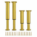 Adjustable Furniture Legs 4 Pack, 7.1 to 11.8 Inch Gold Metal Telescopic Legs with Screws, Height Adjustable Sofa Legs Bed Frame Support Legs for Couch, Cabinet, Table, TV Stand