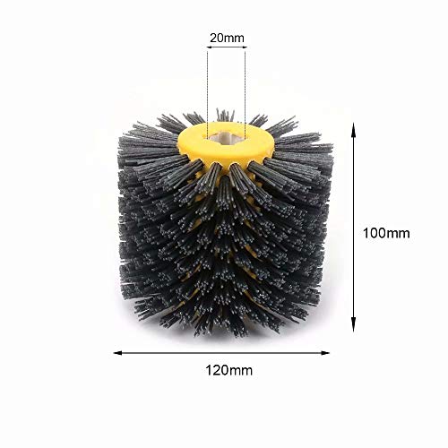 SIGNI Abrasive Nylon Drawing Wheel Drum Burnishing Polishing Brush for wooden furniture floor polishing 120X100mm 320 Grit 1pack - size: 320 Grit, Black