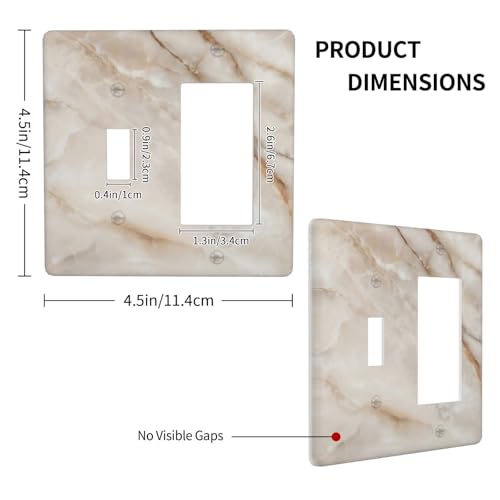 Beige Marble Pattern Light Switch Cover Modern Wall Plate Decorative 2 Gang 1 Toggle 1 Rocker Comb Switch Plates Electrical Outlet Faceplate for Bathroom Kitchen Bedroom 4.5" x 4.5" - size: 2 Gang 1 Toggle 1 Rocker Comb
