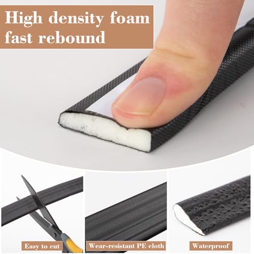 16.4 Ft Wedge Foam Weather Stripping Door Frame Seal,Black - color: Black, size: 16.4 Ft
