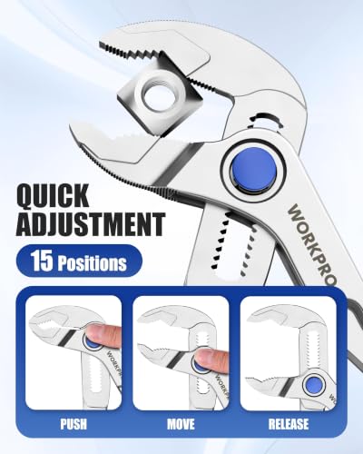 WORKPRO Mini Water Pump Pliers, 4-Inch Groove Joint Pliers for Tight Spaces - color: Silver