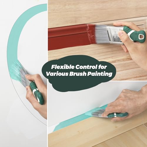 3 Pack 2" Angled Paint Brush Set, Synthetic Bristles, Rubber Short Handle - size: 2 Inch Angled, 3 Pack