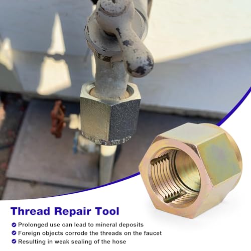 JIOTAR 05265 Thread Cleaner Adapter Tool for Any Common Household Outdoor Faucet to Hose Adapter, Thread Repair Cleaning Tool, Thread Cleaner Faucet Wrench Tool, Garden Hose Thread Chaser