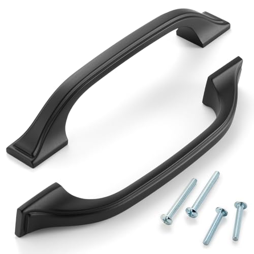 3-3/4 Inch Matte Black Cabinet Pulls Arch Handles 10 Pack P2409 - color: Black, size: 3-3/4" Hole Centers-10 Pcs