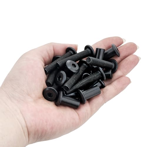 25 Pcs M8x40mm Black Furniture Bolt Cabinet Connector Screws for Furniture - size: M8x40mm