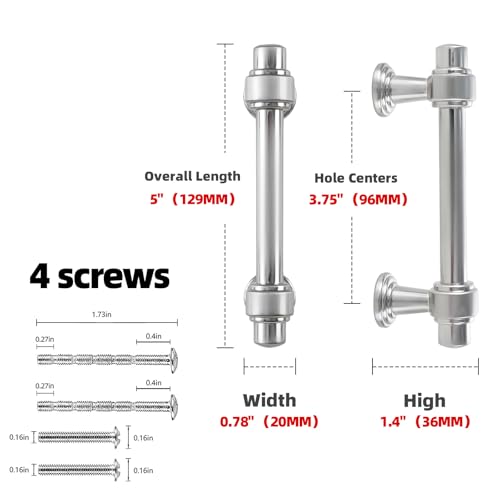 10 Pack Brushed Nickel Cabinet Pulls 3-3/4 Inch(96mm) Kitchen Cabinet Handles Cabinet Hardware for Drawer Pulls - color: Brushed Nickel, size: 3-3/4' Hole Center(96mm)