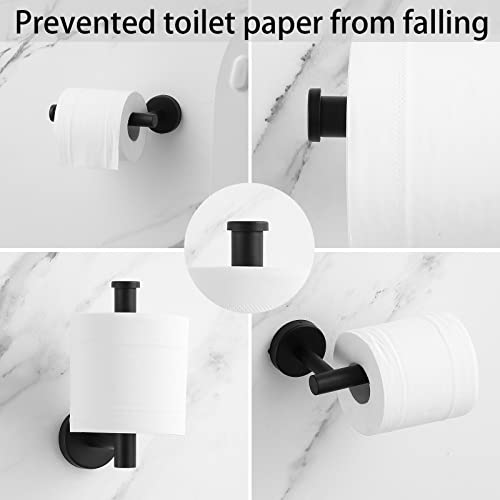 Bathroom Hardware Set Black 10 Pieces, Towel Bar Set Matte Black Stainless Steel Towel Rack Set Includes 2PCS 16'' Towel bar, 4PCS Towel Hooks, 2PCS Toilet Paper Holder and 2PCS Towel Ring - color: Black-10pcs-16inch
