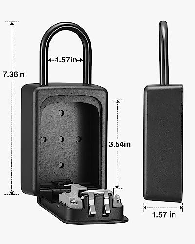 Puroma Key Lock Box Large with Code Lockbox Outdoor Wall Mount 1 Black - color: Pure Black