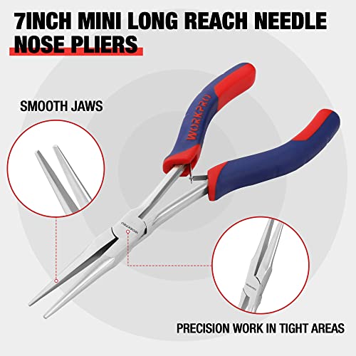 WORKPRO 7" Needle Nose Pliers, Smooth Jaws