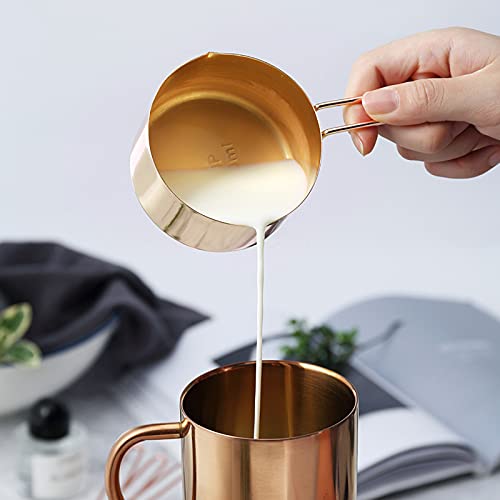 Gold Measuring Cups and Spoons Set, 8 PCS Metal Measuring Cups and Stainless Steel Measuring Spoons Set for Kitchen - color: Gold
