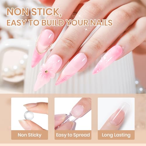 3d Gel Nail Art Sculpture Non Stick Hand Molding Gel for Nails | Multifunctional Solid Builder Gels for Extension Carving Sculpting Beauty Charms for Beignner and Salon DIY - color: Clear&Pink&Pearl White
