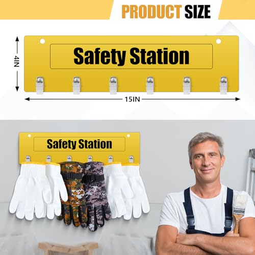 Honeydak Cut Glove Station Wall Mount - style: Yellow 6 Clips Style