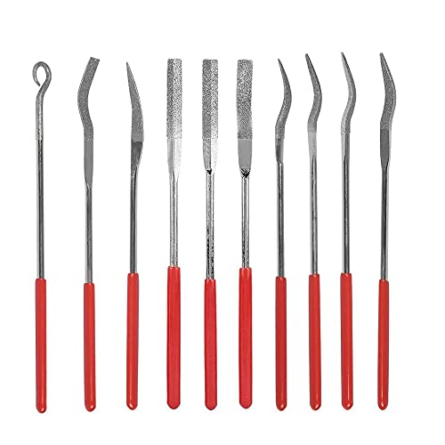 10Pcs Mini Diamond Needle File Set Jewelers Hand Files Tool Kit for Metal Ceramic Stone Jewelry Rough Carving Glass Filing, 140mm/5.1" Length - size: 3*140mm(A)