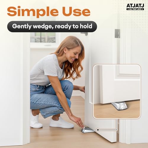 2 Packs Door Stoppers for Bottom, Rubber Wedge, Heavy Duty Doorstop for Inside, Rubber, Floor, Wedge Garage Classroom Stopper for Carpet, Door Holder