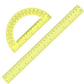 Zonon 2 Pcs 12 Inch Clear Ruler and 6 Inch Plastic Protractor Set, Yellow - color: Yellow