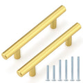 Probrico 30 Pack 3-3/4 Inch Center-to-Center Kitchen Cabinet Pulls T Bar Gold Cabinet Handles Modern Drawer Hardware Dresser Pulls, 6 Inch Total Length - color: Gold, size: hole center 3-3/4"