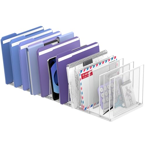File Organizer for Desk, 11-Section Vertical File Sorter, Paper Holder Organizer Standing Metal File Folder for Office Home Classroom, White - color: White, size: 1 Pack 11-Section