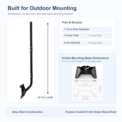 PIBIDI Long-Reach Antenna Mount, 1.25x49.75in J-Pole for Weather Station - color: Length 49 3/4"