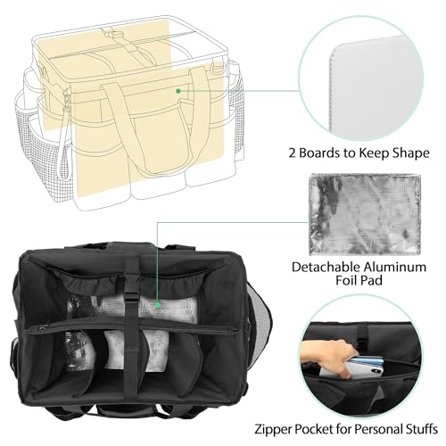 LoDrid Professional Rolling Cleaning Bag with Detachable Trolley, Black - color: Black