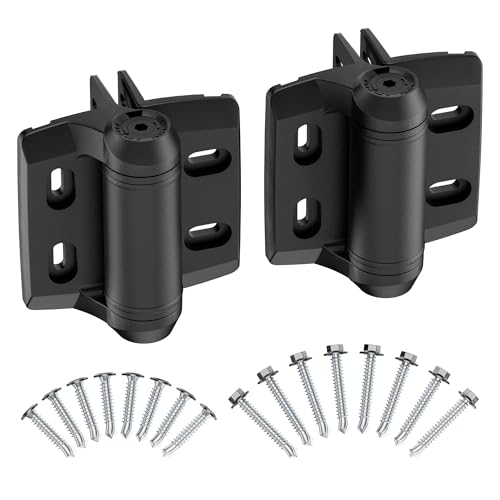 Heavy Duty Self Closing Nylon Gate Hinges for Square-to-Square Vinyl Fence,Pool Gate Hinges with Alignment Legs, No Rust&Adjustable Fence Door Hinges for Outdoor Metal&Vinyl Gates,Wood Gate, 2 Count