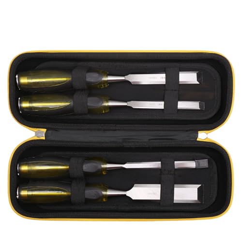 Hard Storage Case for HURRICANE/MECHEER/WFOEJEJ/WORKPRO/Milwaukee Wood Chisel Set - Travel Box Suitable for 4/8 Piece&Complete Sets of Chisels(Box for Sale) (Black & Yellow, S (4 PCS)) - size: S (4 PCS)