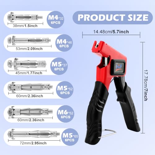 Molly Bolts for Drywall Plaster Walls (0.12"-1.28"), 36PCS in 6 Sizes