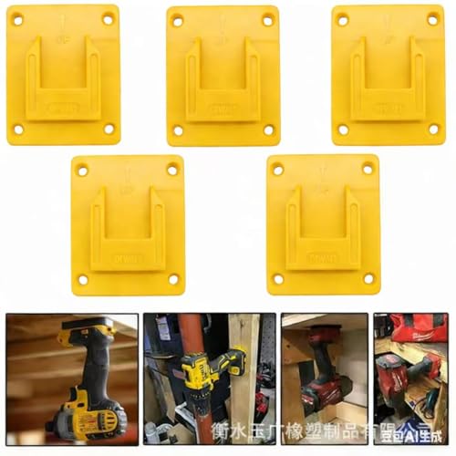 5 Piece Tool Holder 5pc Battery Holder for Dewalt 20V 60V, Wall Mount Cordless Drill Organizer Storage Shelf with Screws