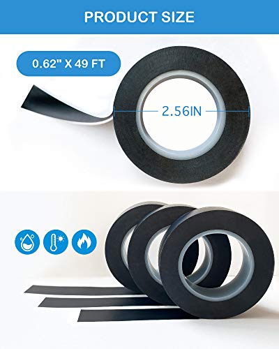 Wapodeai 3pcs Premium Electrical Tape Black, 0.62 in X 50 ft - color: Black