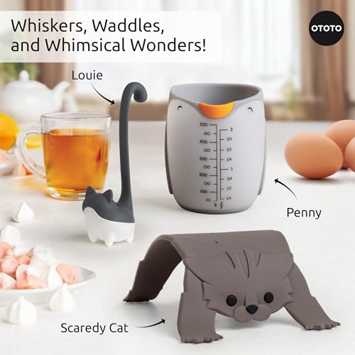 OTOTO Muscateers Bundle of Mary Cat, Katie, Kitty - Jar Scraper Spatula, Soup Ladle, Pizza Cutter - Cute Kitchen Accessories, Spooky Gothic Cat Gifts for Women, Kitchen Gifts, Halloween Gifts - color: Muscateers Bundle