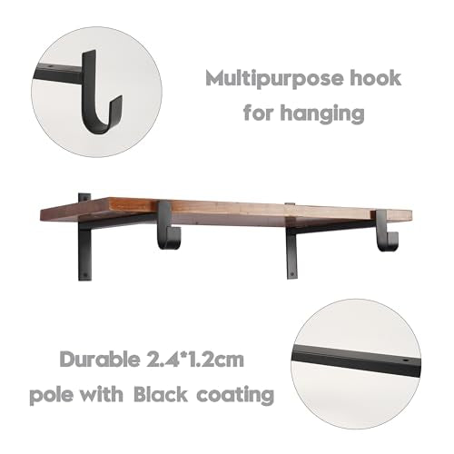 AddGrace Closet Rod Bracket Heavy Duty Shelf Brackets Black 6 Inch 2 Pack - color: Black, size: 6 Inch