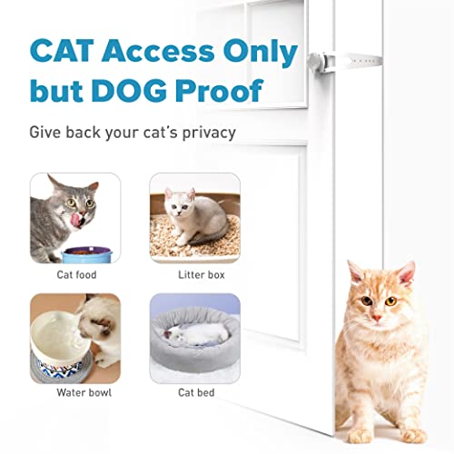 Neobay Cat Door Latch with Stabilizer, Keeps Dogs Out of Litter Box - color: White 2 Packs