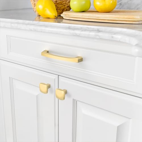 Amerdeco 10 Pack Brushed Gold Cabinet Pulls 4 Inch(102MM) Hole Centers Kitchen Cabinet Handles Hardware Kitchen Handles for Cupboard Drawer Pulls ZH0032 - color: Brushed Gold, size: 4"/102MM Hole Center
