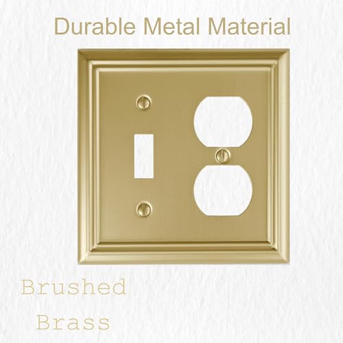 OKAWYC Toggle/Duplex Light Switch Cover Adler Metal Wall Plate, 2-Pack Brushed Brass 2 Gang, for Light Switch Cover Outlet Cover Decorative Wallplate, Durable - size: Toggle/Duplex