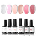 modelones Jelly Gel Nail Polish Set 6 Colors, White Nude Pink Translucent - color: A A4 Pink Jelly Chic