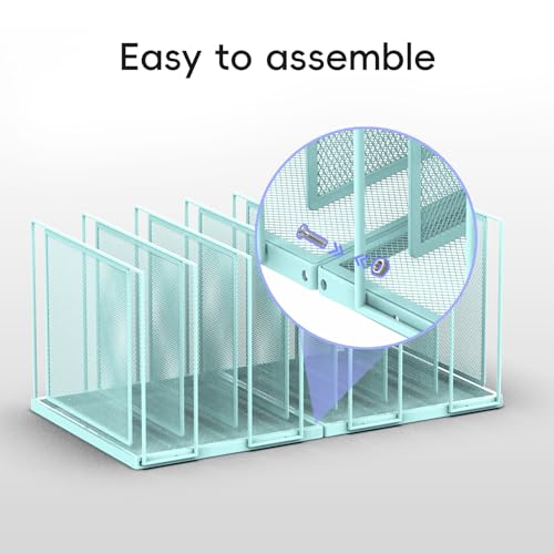 File Organizer for Desk, 7-Section Vertical File Sorter, Paper Holder Organizer Standing Metal File Folder for Office Home Classroom, Blue - color: Blue, size: 1 Pack 7-Section