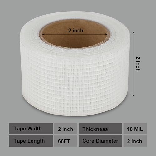 2 Packs Drywall Joint Repair Kit Self Adhesive Fiberglass Drywall Repair Patch Wall Holes Repair Kit Self Adhesive Fiberglass Wall Crack Repair Patch(2 Rolls of 2 Inch x 66 Feet) - size: 2 Packs-2 in x 66 Ft
