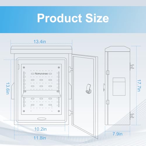 Outdoor Electrical Box with Thermostat and Fan, Cold-Rolled Steel Plate, Aluminum Alloy Back Beam, One-Piece Ventilation Design, IP65 Waterproof, Wall/Pole Mounted. (17.8" x 14" x 7.9") - size: 17.8" x 14" x 7.9"