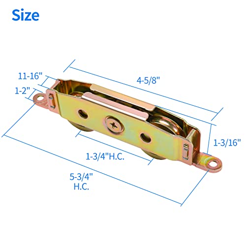 Huazu Heavy-Duty Sliding Door Rollers - 1-1/4" Steel Ball Bearing, Adjustable Sides, 2-Piece Set with Screen Door Roller Assembly for Courtyard Doors