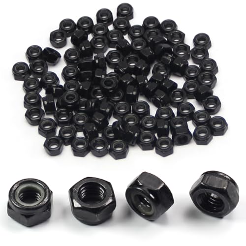 M6 Locknuts Nylon Inserted Hex Lock Nuts for Patio Furniture M6 Bolts - size: M6 (100PCS)