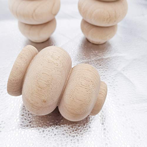 Wood Furniture Legs 4 Inch Sofa Couch Chair Ottoman Loveseat Cabinet Legs Replacement Feet Unfinished Bun Foot Pack of 4