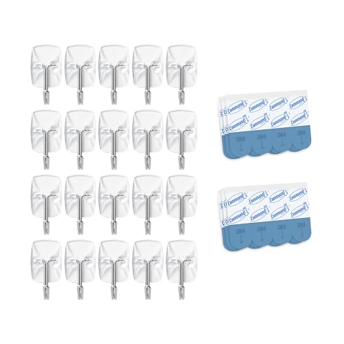 Command Small Clear Wire Toggle Hooks, 20 Wall Hook and 24 Strips, Damage-Free Hanging with Adhesive, Great for Hanging, Organization and Storage, Holds up to 0.5 lb - size: 2 Pack