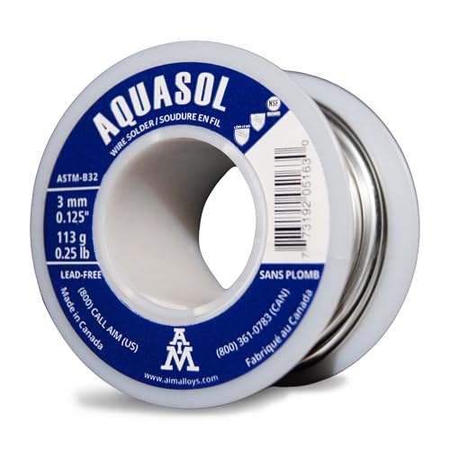 AIM Lead-Free Plumbing Solder, Silver Bearing, 0.125inch dia, 1/4 Lb Spool - size: 0.25lb-113g (3mm-0.125inch)