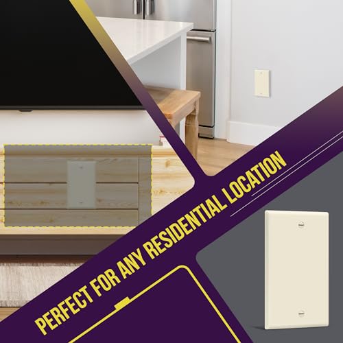 ENERLITES Blank Device Wall Plate, Gloss Finish, Standard Size 1-Gang 4.50" x 2.76", Polycarbonate Thermoplastic, 8801-LA-10PCS, Light Almond (10 Pack) - color: Light Almond, size: Standard Size
